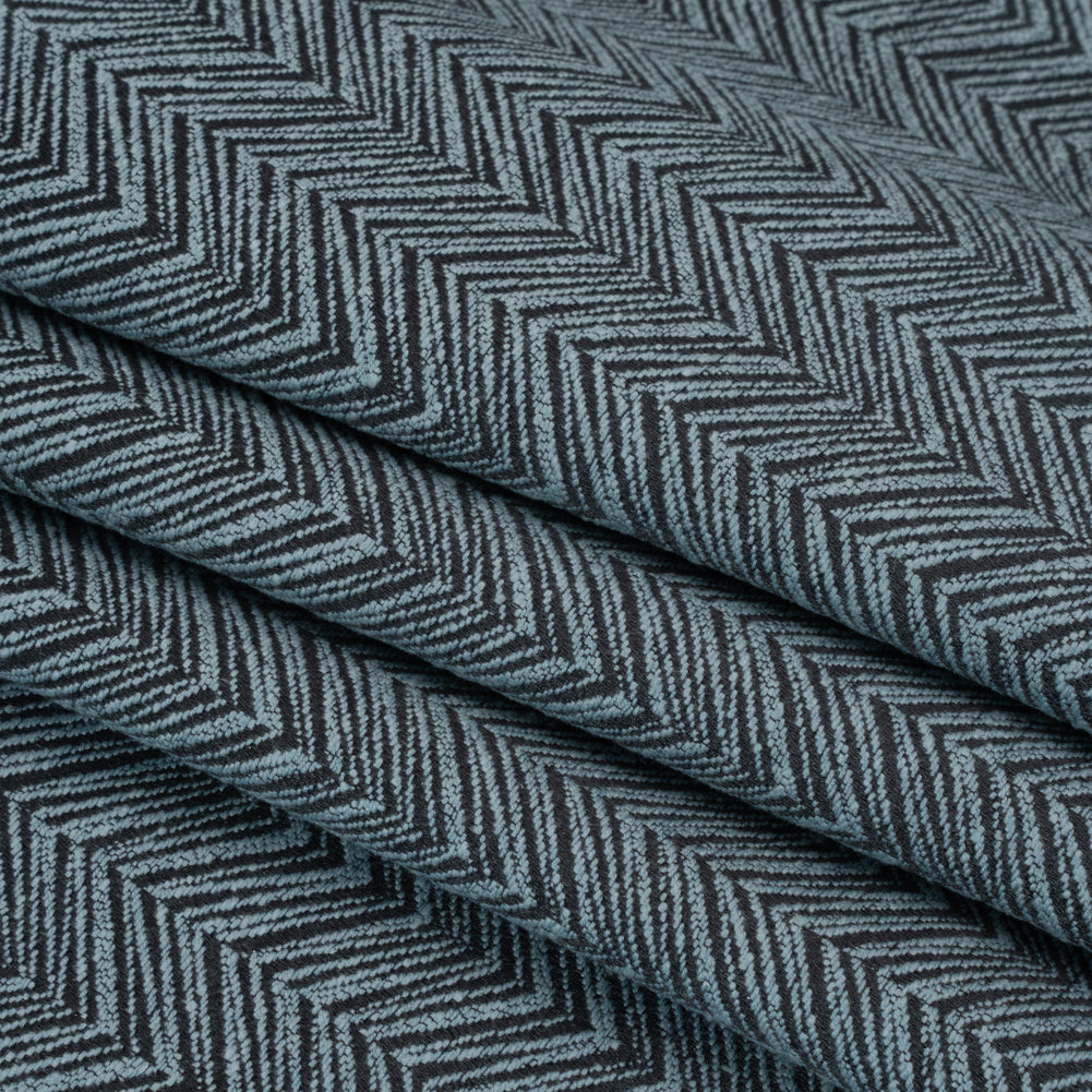 Herringbone Chevrons Recycled Polyester and Cotton Drapery Jacquard - Danube - British Imported Folded