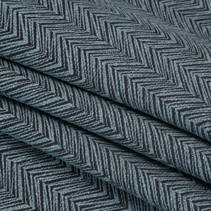 Herringbone Chevrons Recycled Polyester and Cotton Drapery Jacquard - Danube - British Imported Folded