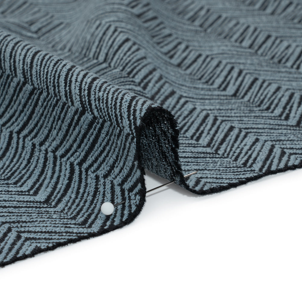 Herringbone Chevrons Recycled Polyester and Cotton Drapery Jacquard - Danube - British Imported Detail