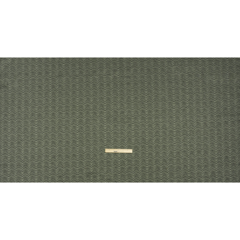 Herringbone Chevrons Recycled Polyester and Cotton Drapery Jacquard - Eucalyptus - British Imported Full