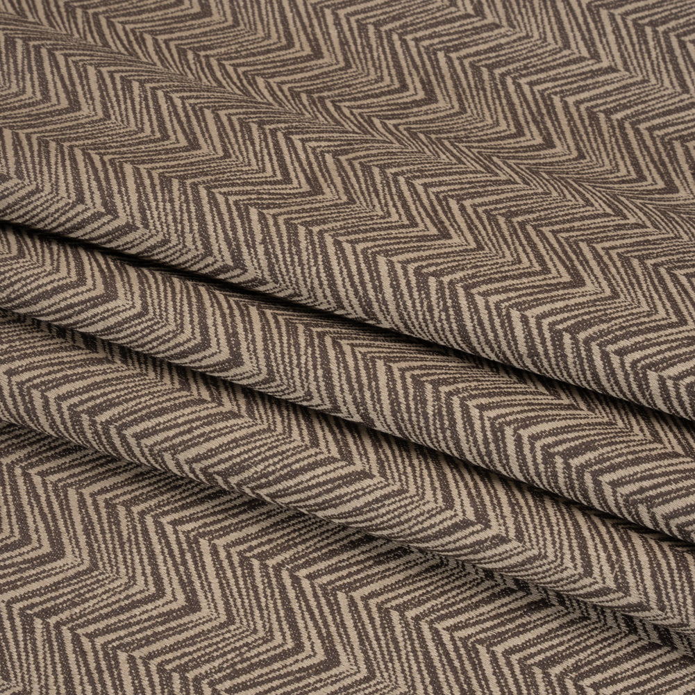 Herringbone Chevrons Recycled Polyester and Cotton Drapery Jacquard - Flint - British Imported Folded