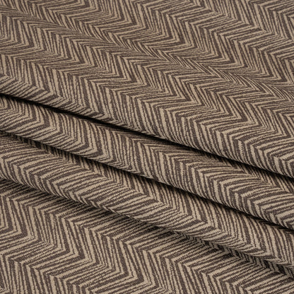 Herringbone Chevrons Recycled Polyester and Cotton Drapery Jacquard - Flint - British Imported Folded