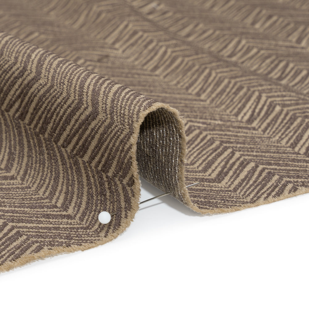 Herringbone Chevrons Recycled Polyester and Cotton Drapery Jacquard - Flint - British Imported Detail
