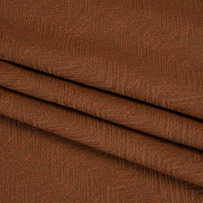Herringbone Chevrons Recycled Polyester and Cotton Drapery Jacquard - Ginger - British Imported Folded