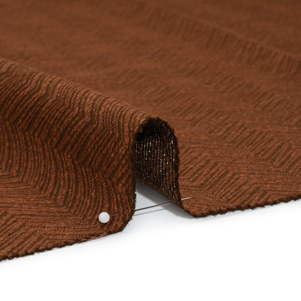 Herringbone Chevrons Recycled Polyester and Cotton Drapery Jacquard - Ginger - British Imported Detail