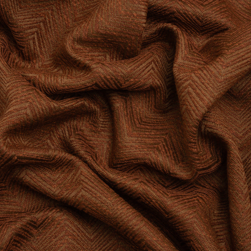 Herringbone Chevrons Recycled Polyester and Cotton Drapery Jacquard - Ginger - British Imported