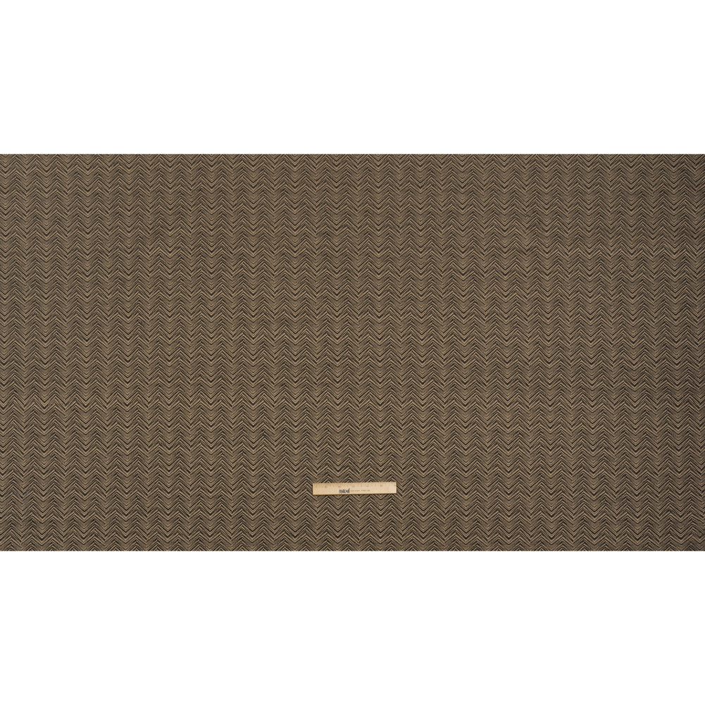 Herringbone Chevrons Recycled Polyester and Cotton Drapery Jacquard - Noir - British Imported Full