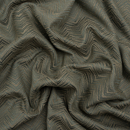 Herringbone Chevrons Recycled Polyester and Cotton Drapery Jacquard - Ocean - British Imported