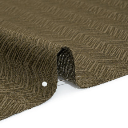 Herringbone Chevrons Recycled Polyester and Cotton Drapery Jacquard - Olive - British Imported Detail