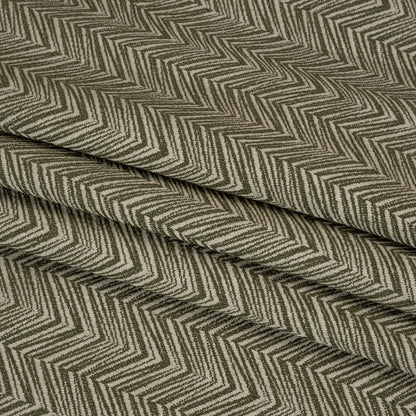 Herringbone Chevrons Recycled Polyester and Cotton Drapery Jacquard - Spruce - British Imported Folded