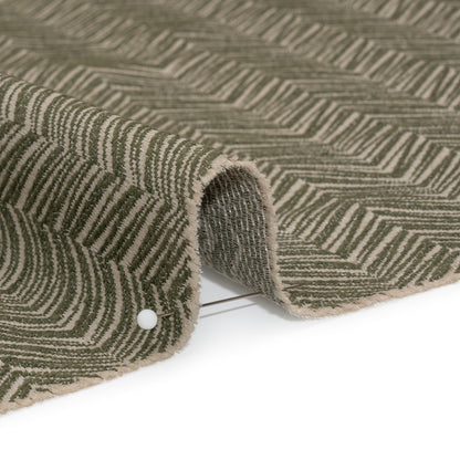 Herringbone Chevrons Recycled Polyester and Cotton Drapery Jacquard - Spruce - British Imported Detail
