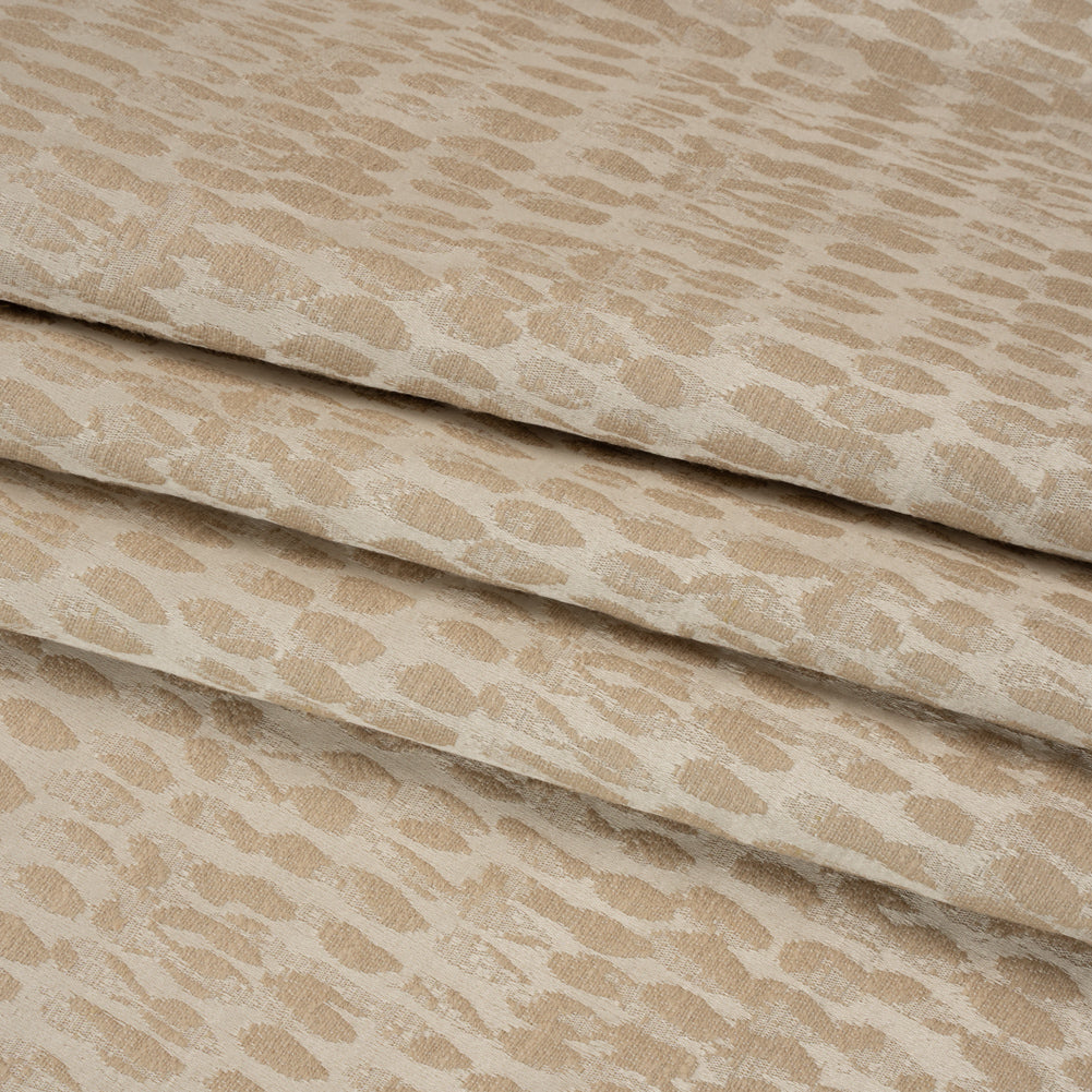 Rows of Spots Recycled Polyester and Cotton Drapery Jacquard - Flax - British Imported Folded