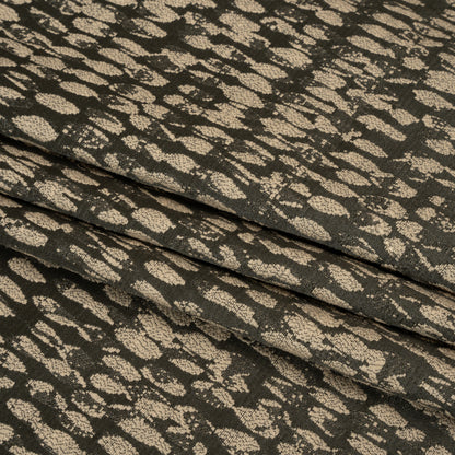 Rows of Spots Recycled Polyester and Cotton Drapery Jacquard - Noir - British Imported Folded