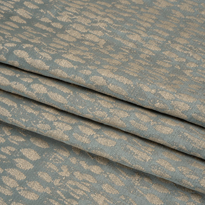 Rows of Spots Recycled Polyester and Cotton Drapery Jacquard - Ocean - British Imported Folded