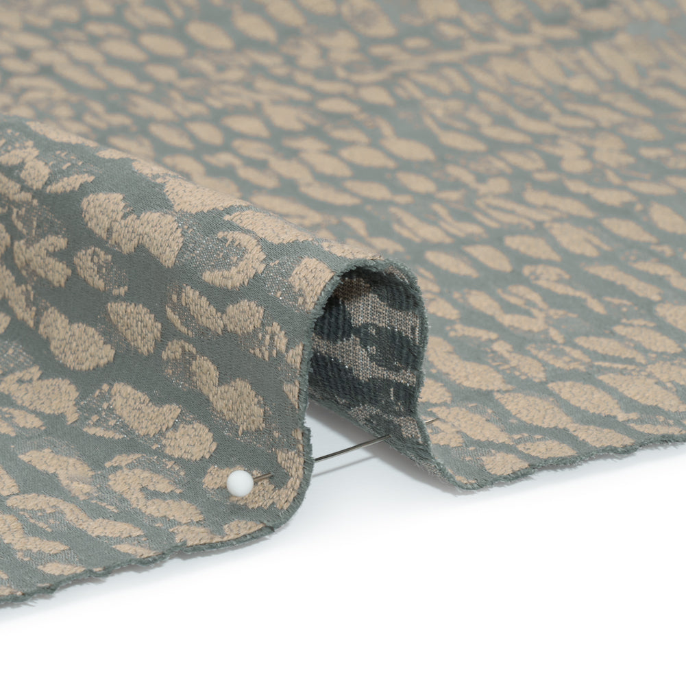 Rows of Spots Recycled Polyester and Cotton Drapery Jacquard - Ocean - British Imported Detail