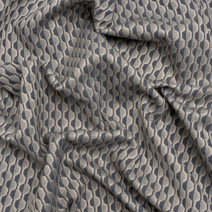 Honeycomb Stripes Recycled Polyester and Cotton Drapery Jacquard - Denim - British Imported