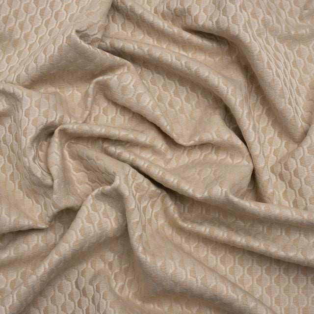 Honeycomb Stripes Recycled Polyester and Cotton Drapery Jacquard - Flax - British Imported