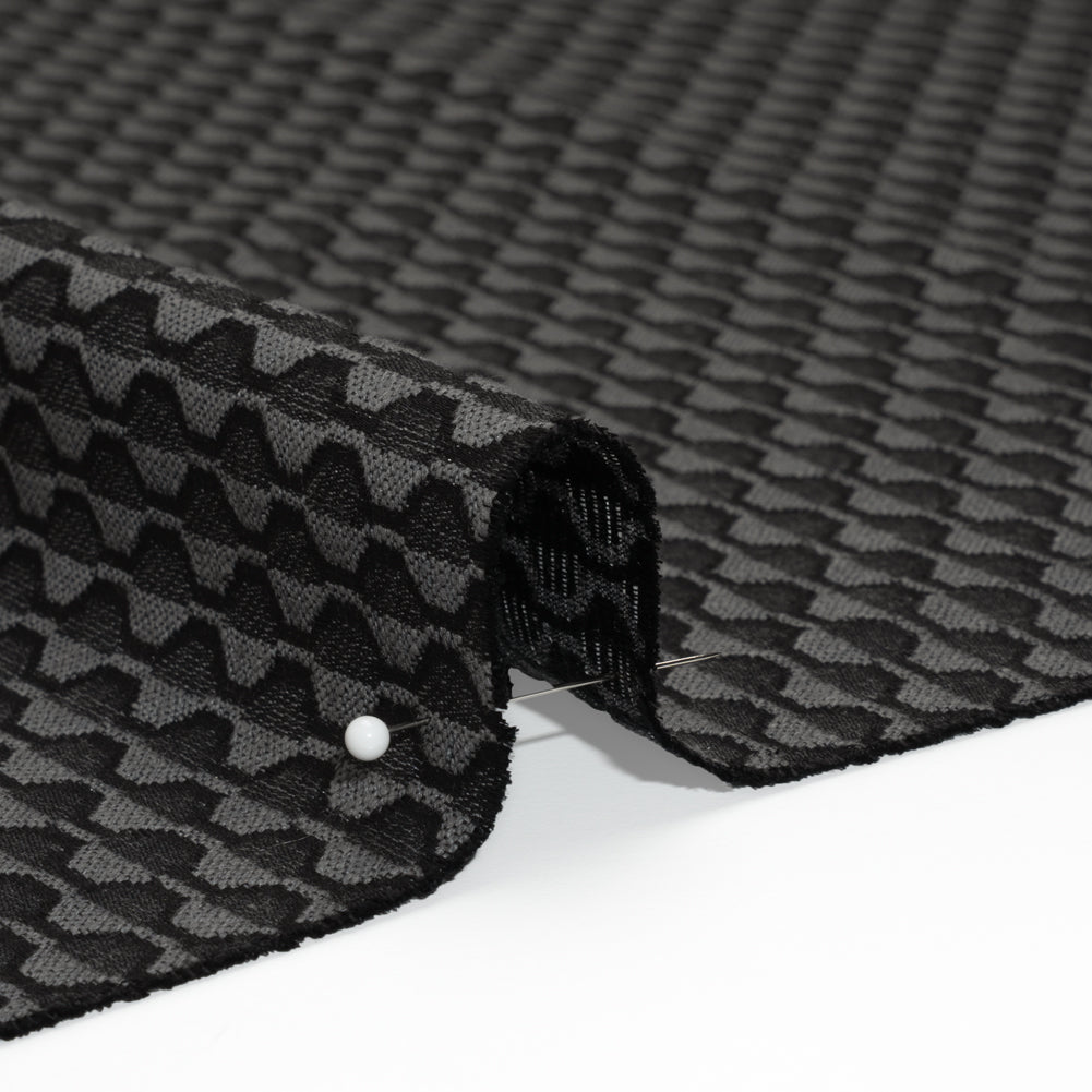 Honeycomb Stripes Recycled Polyester and Cotton Drapery Jacquard - Ink - British Imported Detail