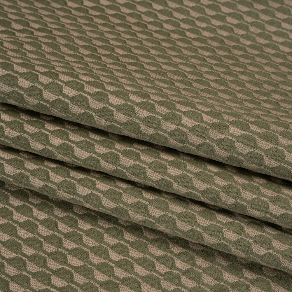 Honeycomb Stripes Recycled Polyester and Cotton Drapery Jacquard - Ivy - British Imported Folded