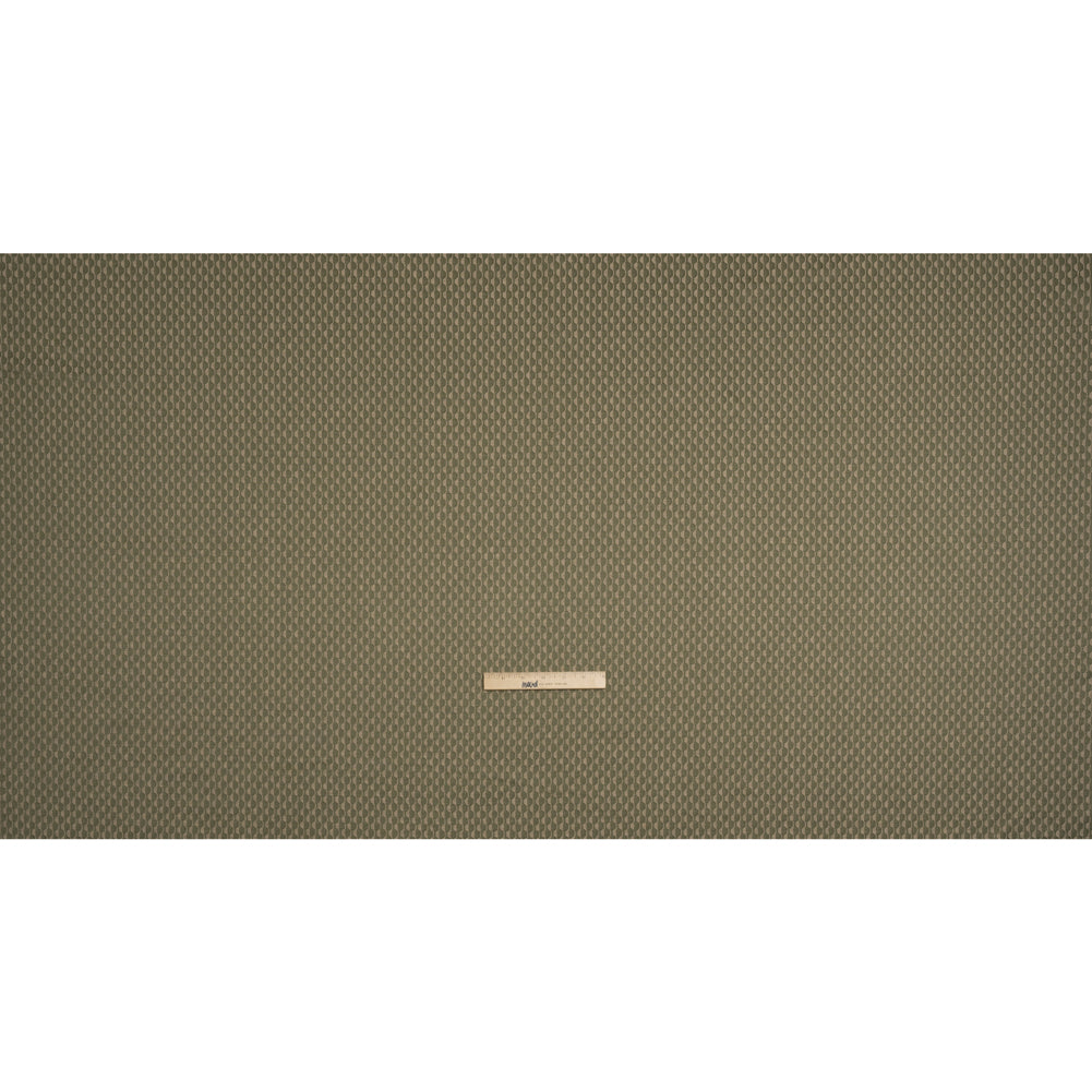 Honeycomb Stripes Recycled Polyester and Cotton Drapery Jacquard - Ivy - British Imported Full