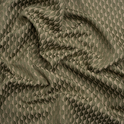 Honeycomb Stripes Recycled Polyester and Cotton Drapery Jacquard - Ivy - British Imported