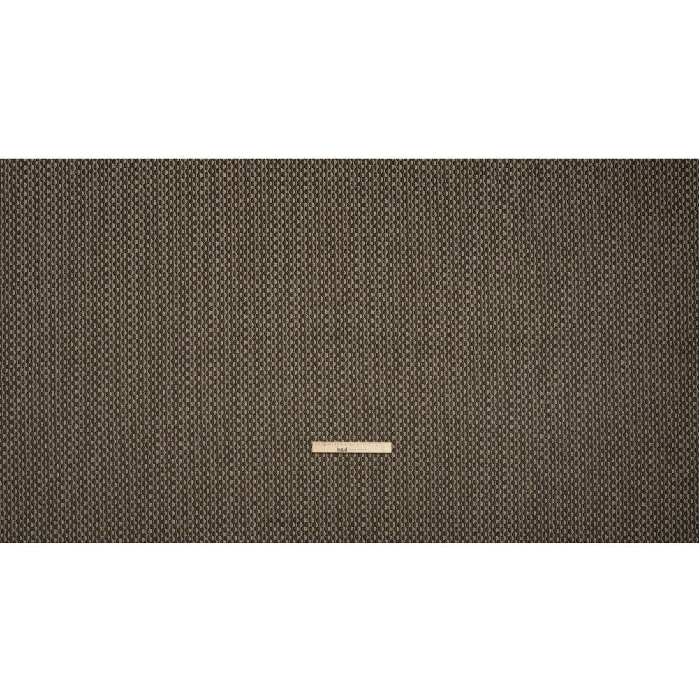 Honeycomb Stripes Recycled Polyester and Cotton Drapery Jacquard - Noir - British Imported Full