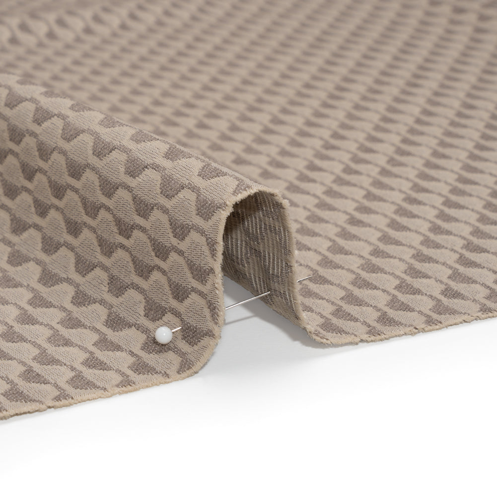 Honeycomb Stripes Recycled Polyester and Cotton Drapery Jacquard - Porcini - British Imported Detail