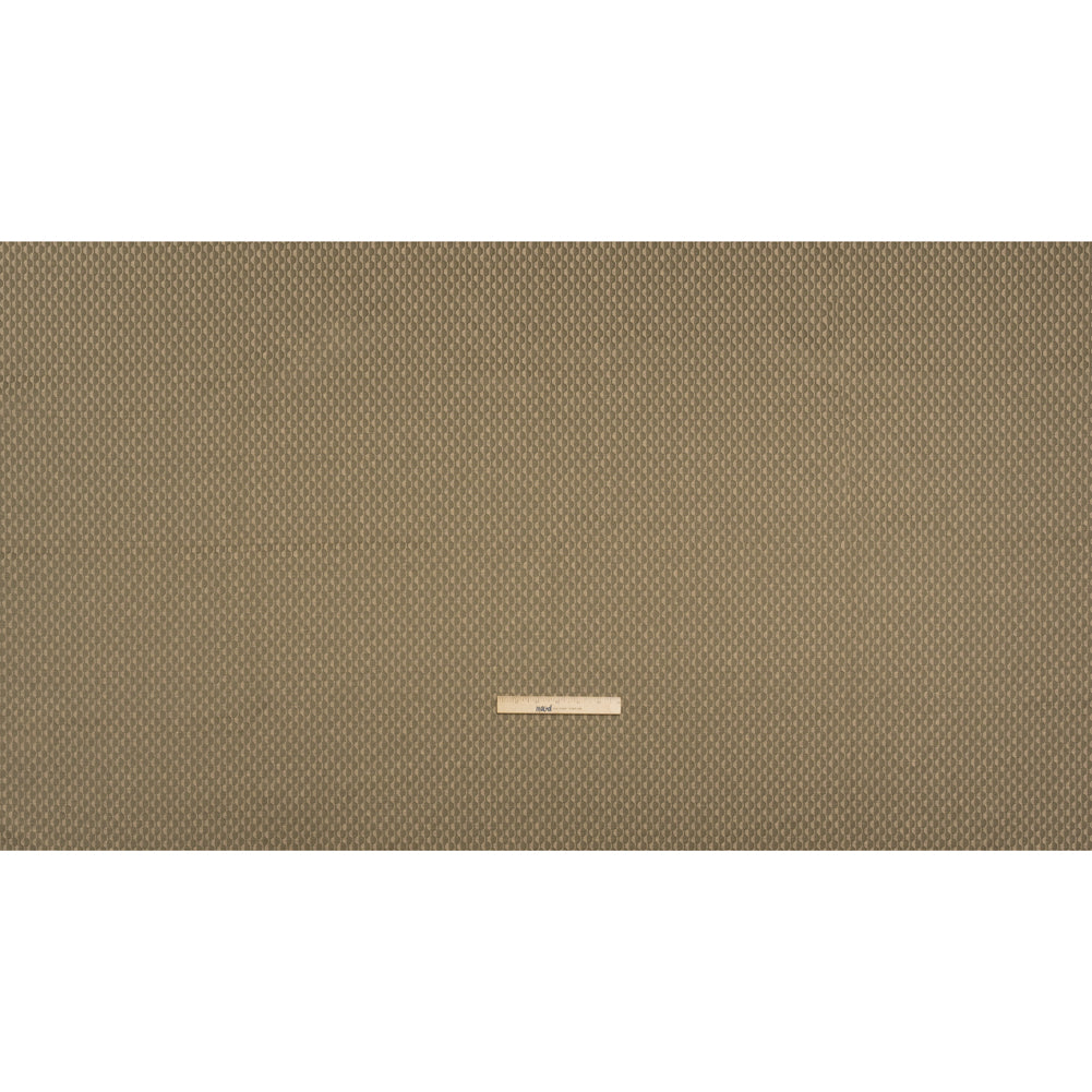Honeycomb Stripes Recycled Polyester and Cotton Drapery Jacquard - Taupe - British Imported Full
