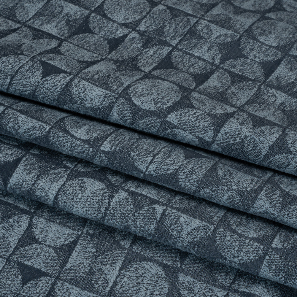 Circles and Slices Recycled Polyester and Cotton Drapery Jacquard - Danube - British Imported Folded