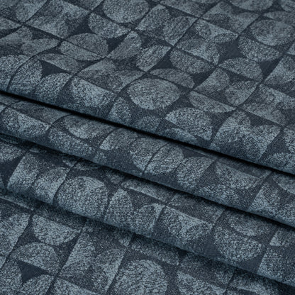 Circles and Slices Recycled Polyester and Cotton Drapery Jacquard - Danube - British Imported Folded