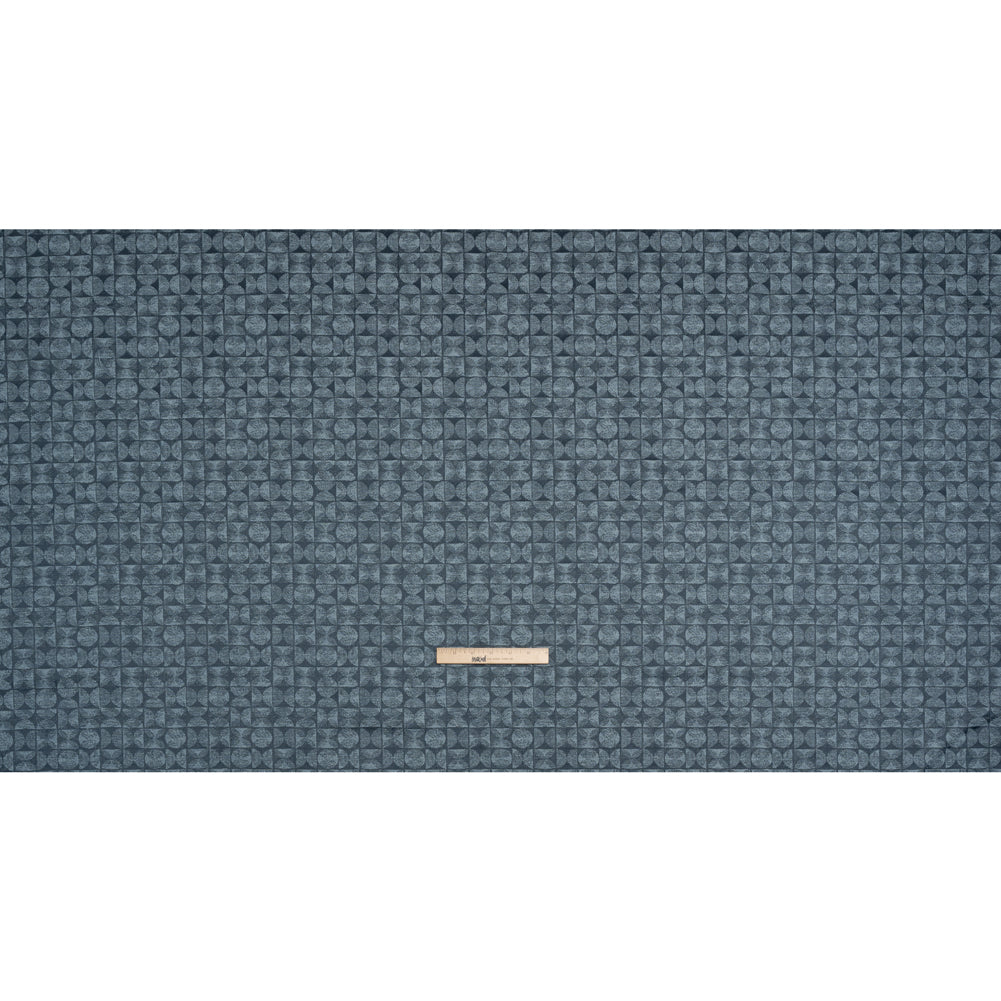 Circles and Slices Recycled Polyester and Cotton Drapery Jacquard - Danube - British Imported Full