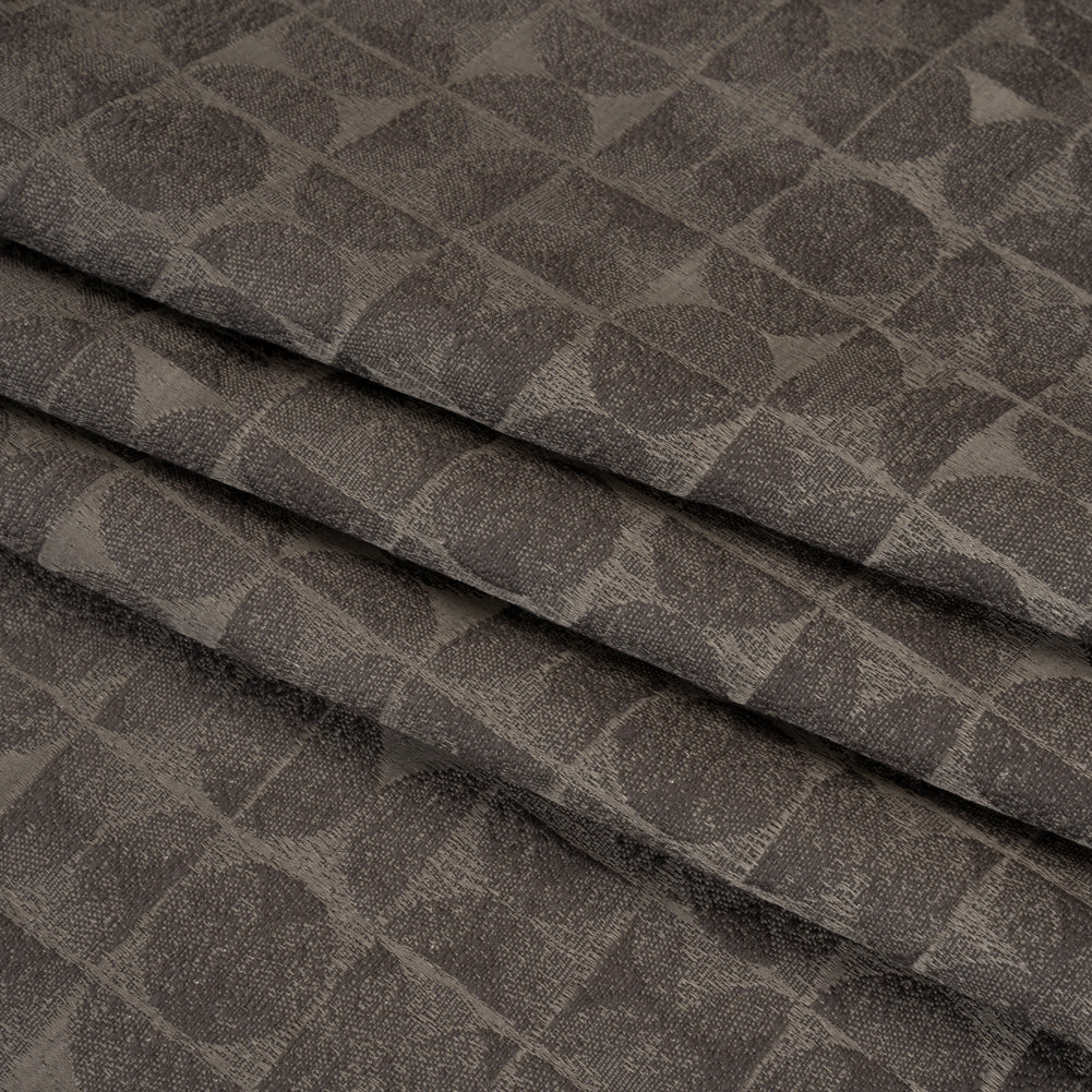 Circles and Slices Recycled Polyester and Cotton Drapery Jacquard - Flint - British Imported Folded
