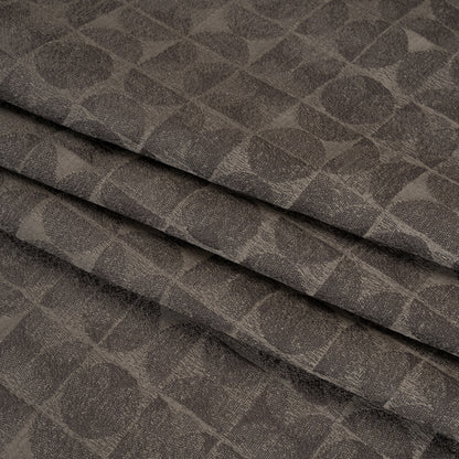 Circles and Slices Recycled Polyester and Cotton Drapery Jacquard - Flint - British Imported Folded