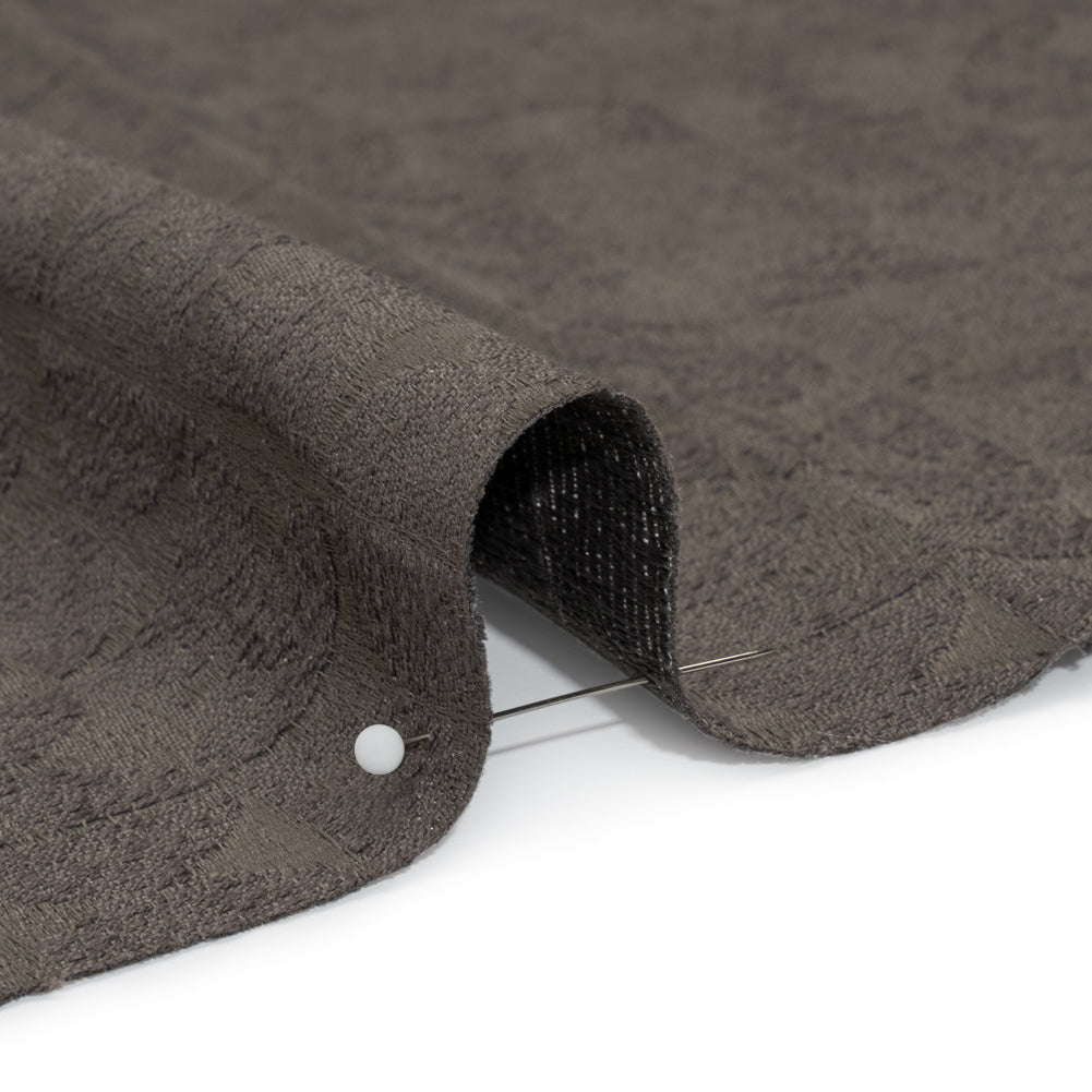 Circles and Slices Recycled Polyester and Cotton Drapery Jacquard - Flint - British Imported Detail