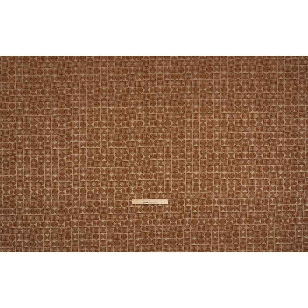 Circles and Slices Recycled Polyester and Cotton Drapery Jacquard - Ginger - British Imported Full