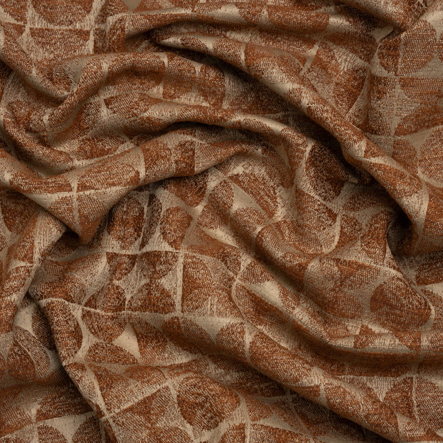 Circles and Slices Recycled Polyester and Cotton Drapery Jacquard - Ginger - British Imported