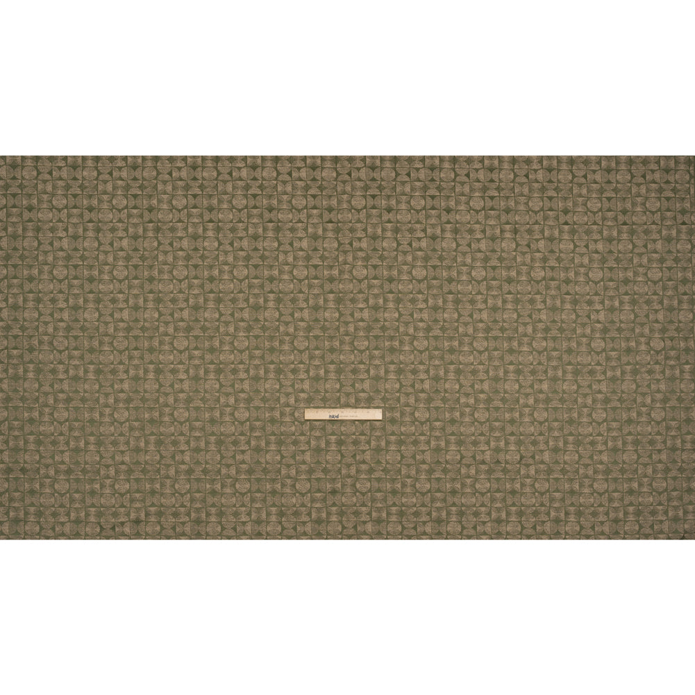 Circles and Slices Recycled Polyester and Cotton Drapery Jacquard - Ivy - British Imported Full