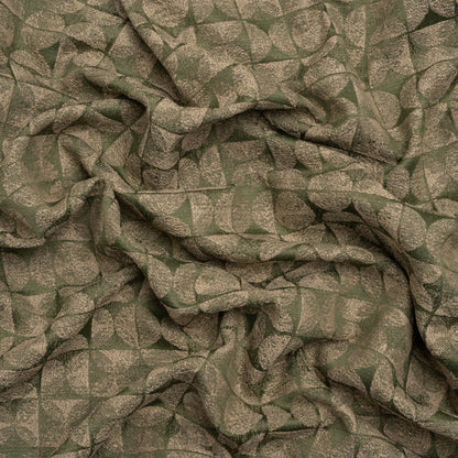Circles and Slices Recycled Polyester and Cotton Drapery Jacquard - Ivy - British Imported