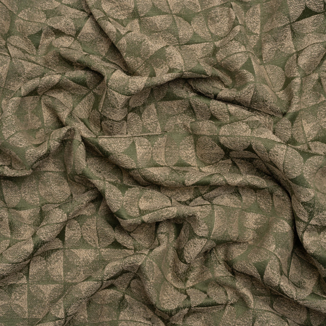 Circles and Slices Recycled Polyester and Cotton Drapery Jacquard - Ivy - British Imported