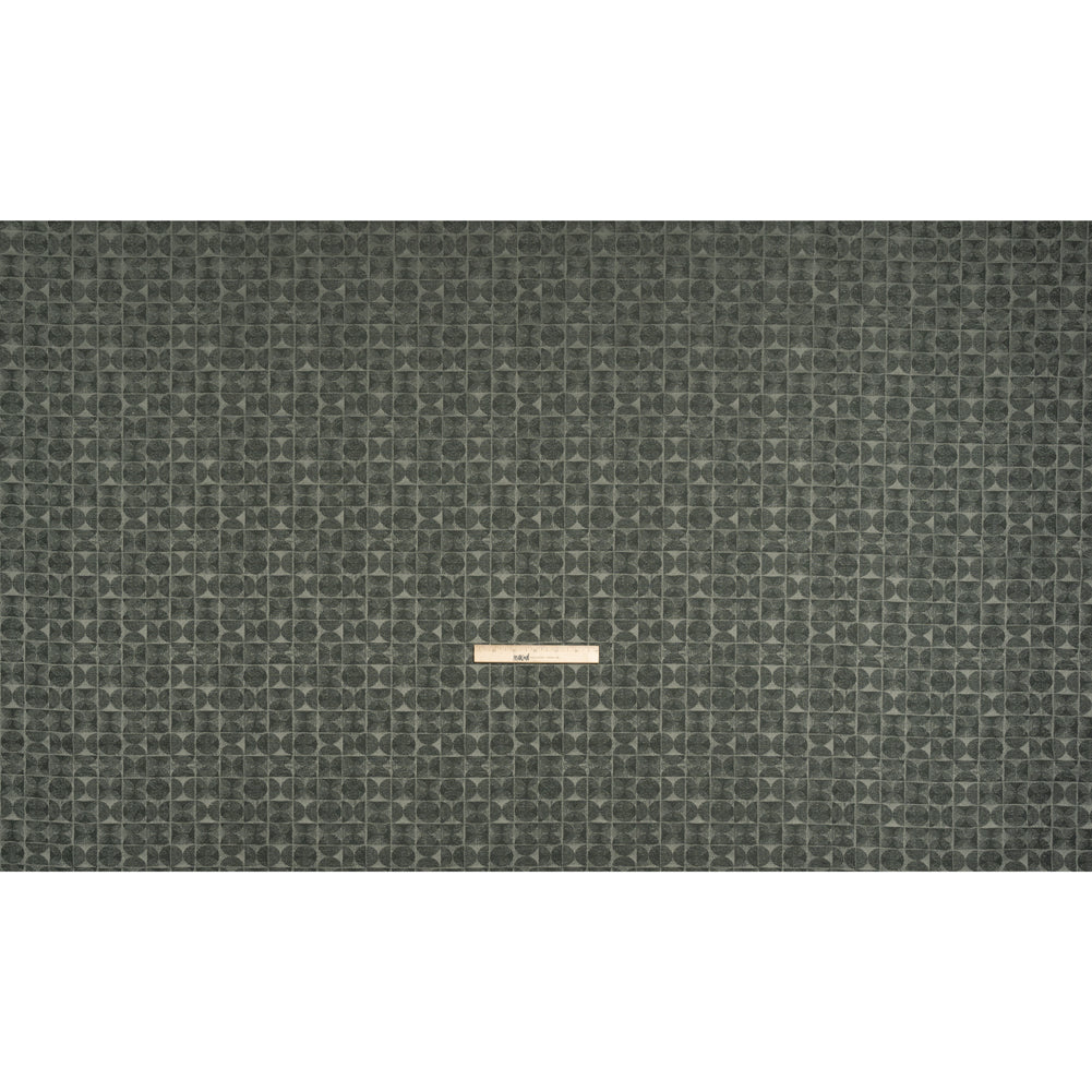 Circles and Slices Recycled Polyester and Cotton Drapery Jacquard - Ocean - British Imported Full