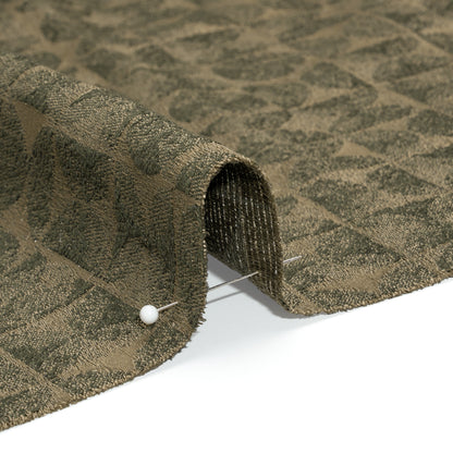 Circles and Slices Recycled Polyester and Cotton Drapery Jacquard - Olive - British Imported Detail