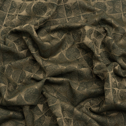 Circles and Slices Recycled Polyester and Cotton Drapery Jacquard - Olive - British Imported