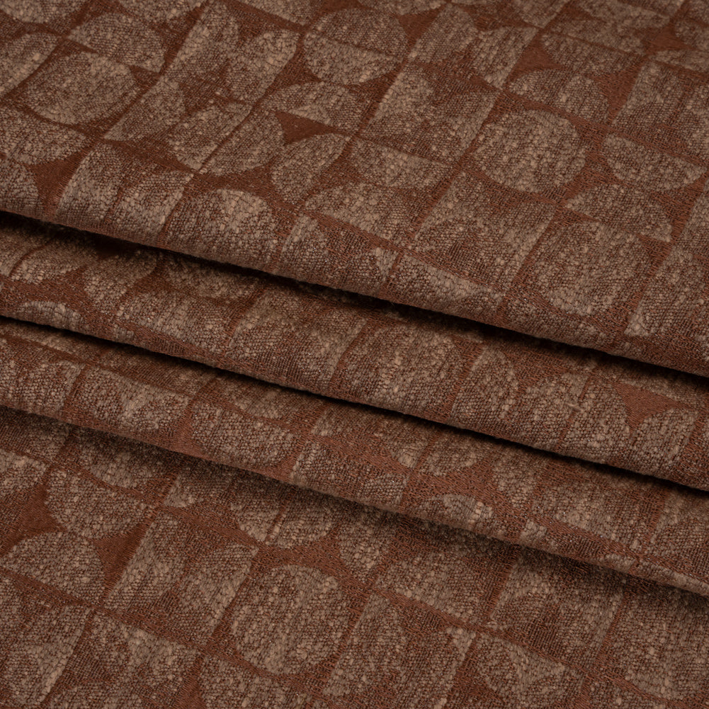 Circles and Slices Recycled Polyester and Cotton Drapery Jacquard - Paprika - British Imported Folded