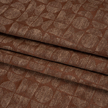 Circles and Slices Recycled Polyester and Cotton Drapery Jacquard - Paprika - British Imported Folded
