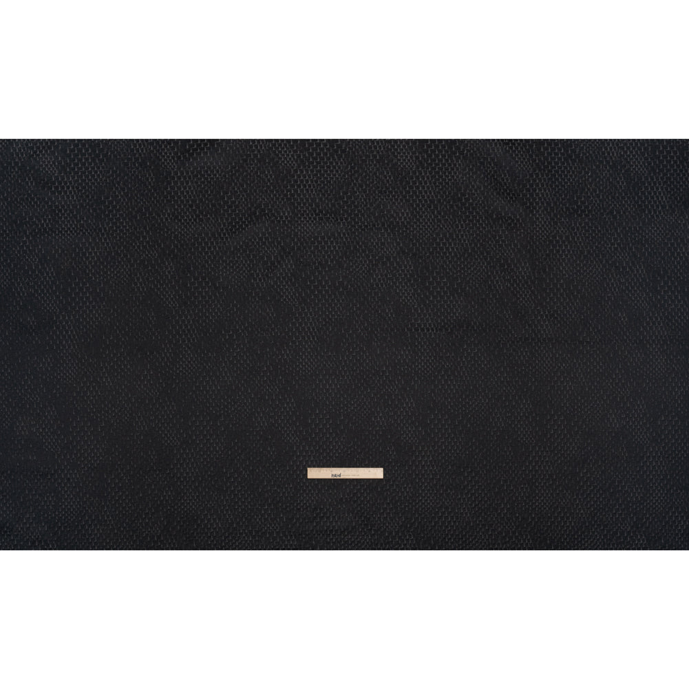 Stairstep Zig Zags Recycled Polyester and Cotton Drapery Jacquard - Ink - British Imported Full