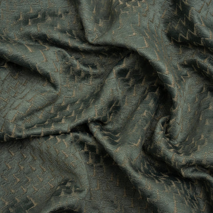 Stairstep Zig Zags Recycled Polyester and Cotton Drapery Jacquard - Ocean - British Imported