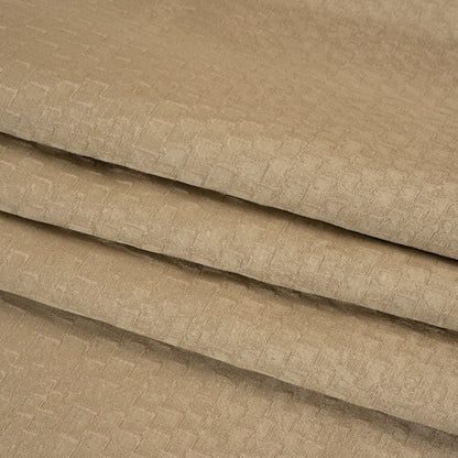 Stairstep Zig Zags Recycled Polyester and Cotton Drapery Jacquard - Putty - British Imported Folded