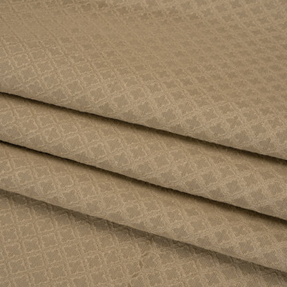Diamond Tiles Recycled Polyester and Cotton Drapery Jacquard - Putty - British Imported Folded