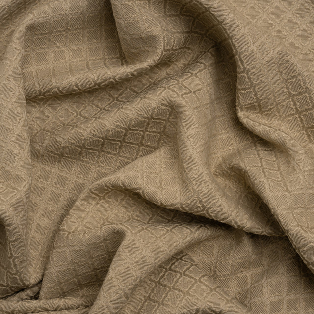 Diamond Tiles Recycled Polyester and Cotton Drapery Jacquard - Putty - British Imported