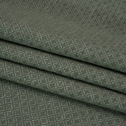 Diamond Tiles Recycled Polyester and Cotton Drapery Jacquard - Teal - British Imported Folded